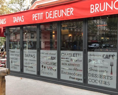 Impression Pose Verre dépoli, lettres découpées - Aredecom, Imprimerie Paris 12